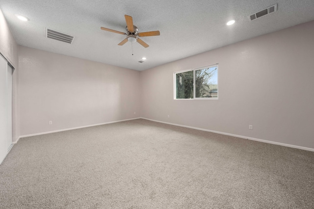 1510 W Newgrove St, Lancaster, CA 93534 - empty room featuring ceiling fan, carpet flooring, recessed lighting, baseboards, and a textured ceiling