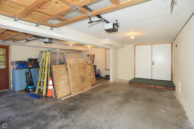 garage with a garage door opener