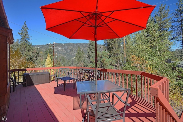 deck with a mountain view