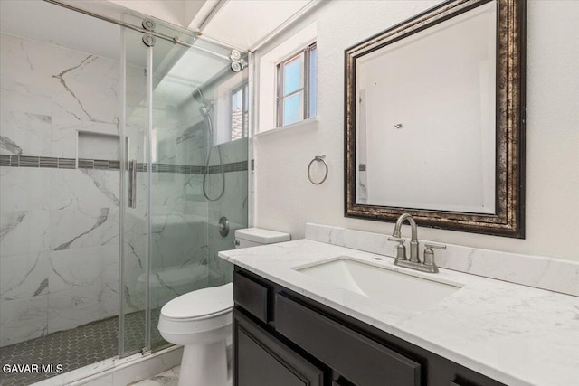 37623 E 49th St, Palmdale, CA 93552 - bathroom featuring marble finish floors, a marble finish shower, and vanity
