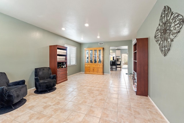 sitting room with light tile patterned flooring