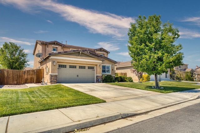 3216 Janine Ave, Rosamond, CA 93560 - craftsman-style house featuring stucco siding, an attached garage, concrete driveway, and stone siding