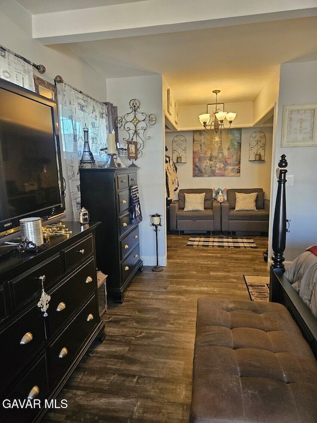 1283 W Lancaster Blvd, Lancaster, CA 93534 - living area featuring a chandelier and dark wood-type flooring