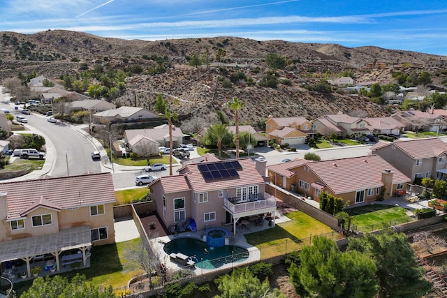 bird's eye view with a mountain view