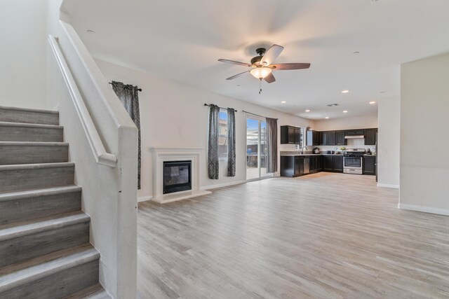 interior space featuring light carpet