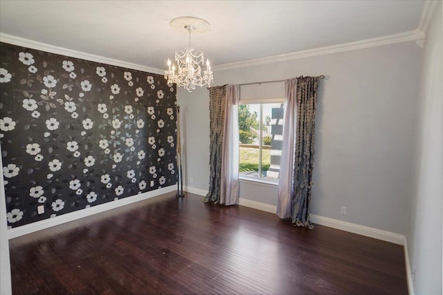 41904 Tucson Ct, Palmdale, CA 93551 - unfurnished room featuring a chandelier, wood finished floors, baseboards, and crown molding