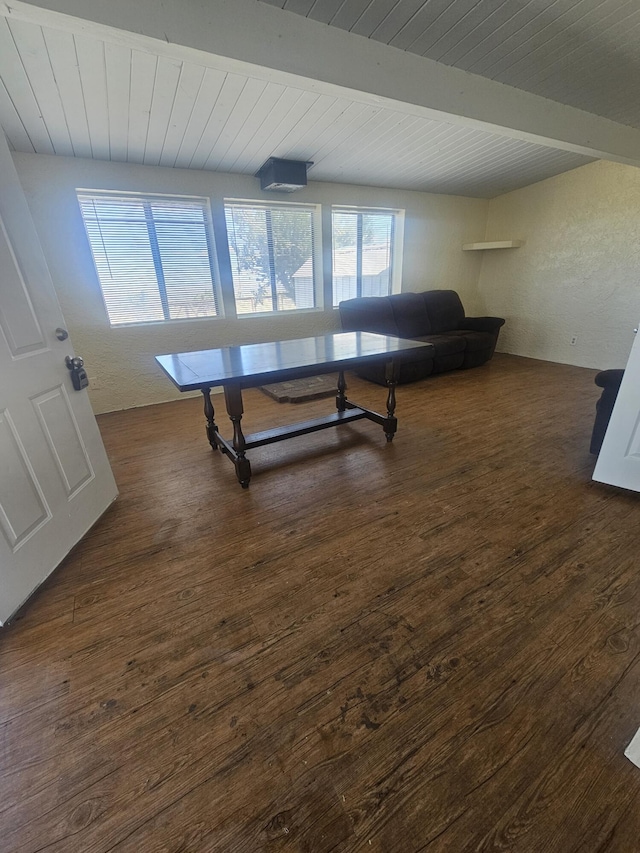 30650 233rd St, Llano, CA 93544 - exercise area featuring dark wood-style floors and wooden ceiling