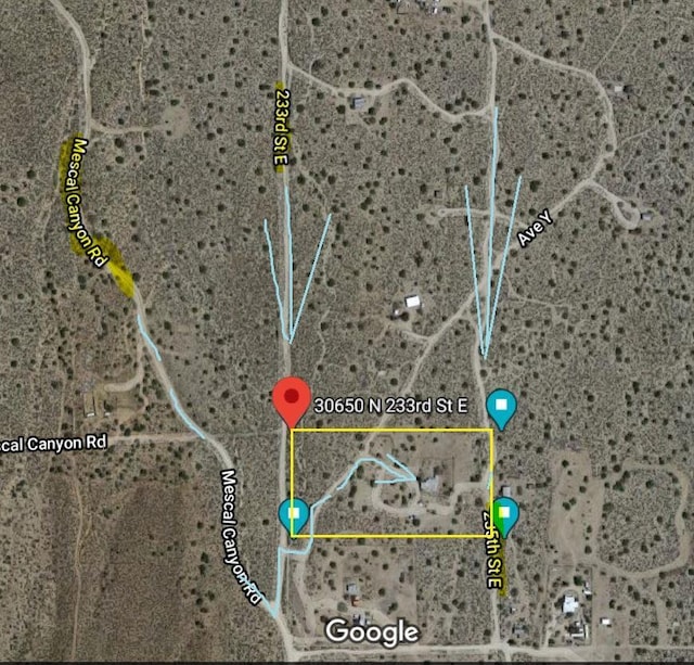 30650 233rd St, Llano, CA 93544 - map / location with property boundaries highlighted