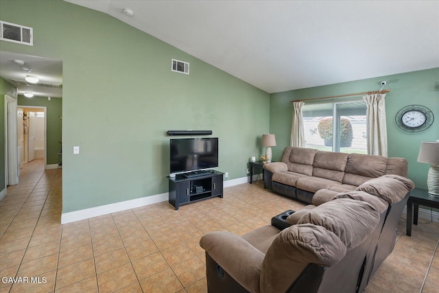 36525 Summerholly Cir, Palmdale, CA 93550 - living room with light tile patterned flooring and high vaulted ceiling