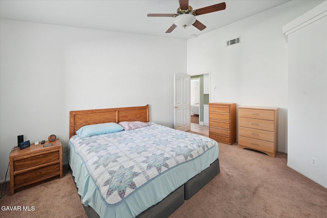 36525 Summerholly Cir, Palmdale, CA 93550 - bedroom featuring light colored carpet, a ceiling fan, and vaulted ceiling