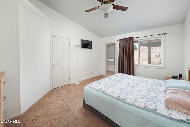 36525 Summerholly Cir, Palmdale, CA 93550 - bedroom with carpet flooring, vaulted ceiling, and a ceiling fan