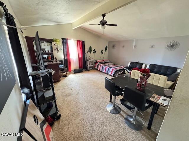 45529 Sancroft Ave, Lancaster, CA 93535 - carpeted bedroom with vaulted ceiling and ceiling fan