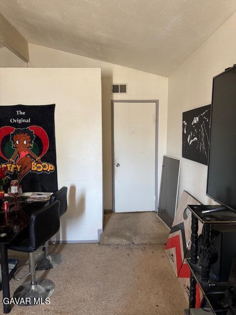 45529 Sancroft Ave, Lancaster, CA 93535 - home office featuring lofted ceiling and carpet flooring