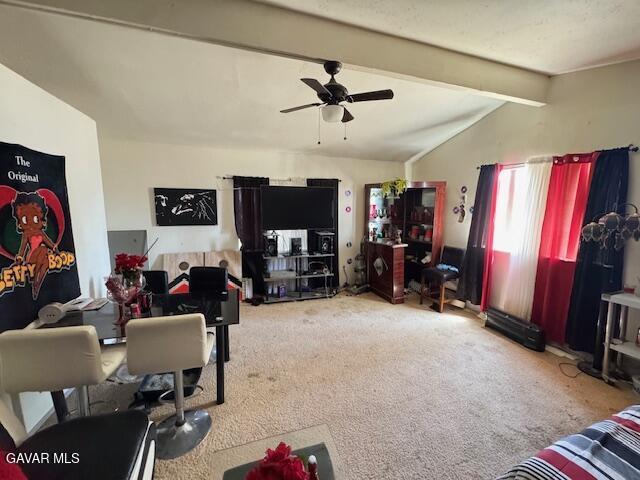 45529 Sancroft Ave, Lancaster, CA 93535 - living area with carpet floors and a ceiling fan