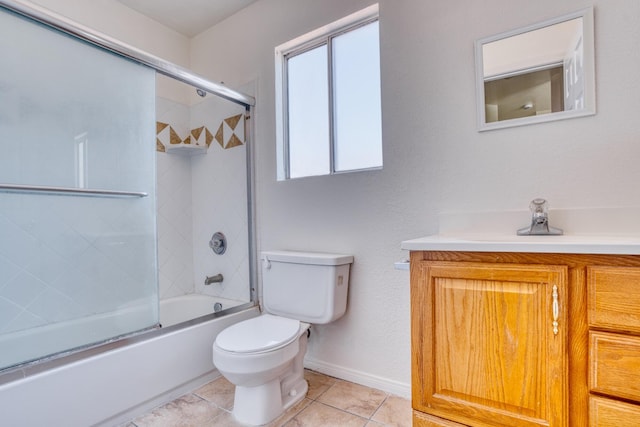 43441 W 30th St Unit 4, Lancaster, CA 93536 - full bath with toilet, tile patterned floors, vanity, combined bath / shower with glass door, and baseboards