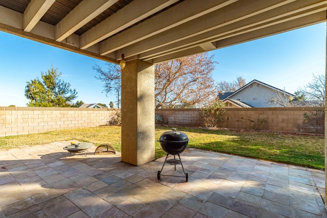 view of patio / terrace featuring a grill