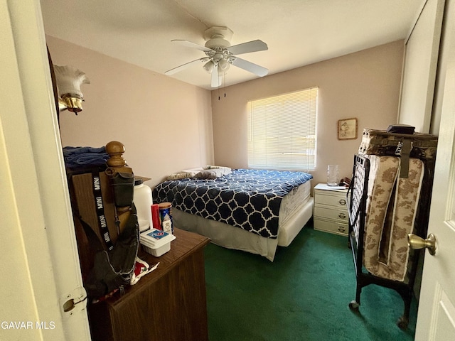 1816 Orange St, Rosamond, CA 93560 - bedroom featuring dark colored carpet and a ceiling fan