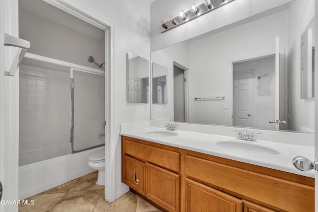 2407 Bavarian Ave, Rosamond, CA 93560 - bathroom featuring double vanity, bathtub / shower combination, and tile patterned flooring