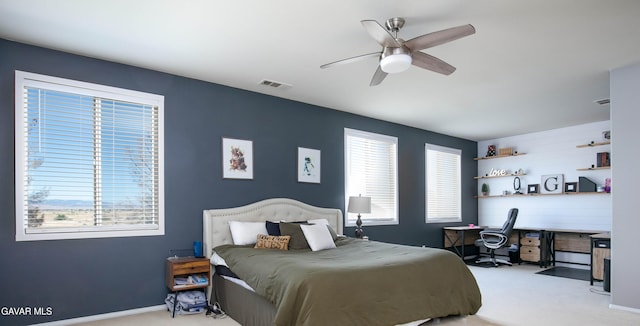 44927 Normandy Ln, Lancaster, CA 93536 - carpeted bedroom with a ceiling fan and an office area