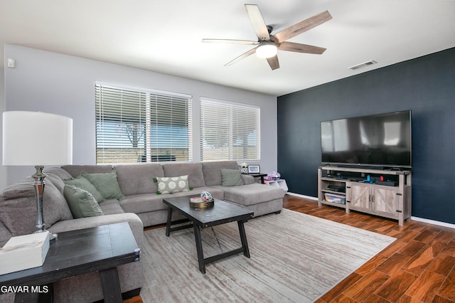 44927 Normandy Ln, Lancaster, CA 93536 - living area with a ceiling fan and wood finished floors