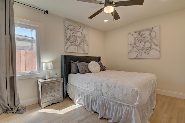 12871 W Osborne St, Arleta, CA 91331 - bedroom featuring light wood-type flooring, recessed lighting, and ceiling fan