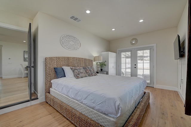 12871 W Osborne St, Arleta, CA 91331 - bedroom featuring french doors, access to outside, light wood-style flooring, and recessed lighting