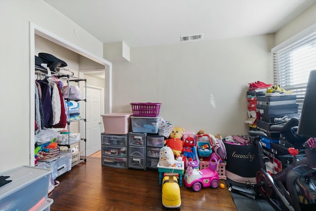 rec room featuring dark hardwood / wood-style flooring