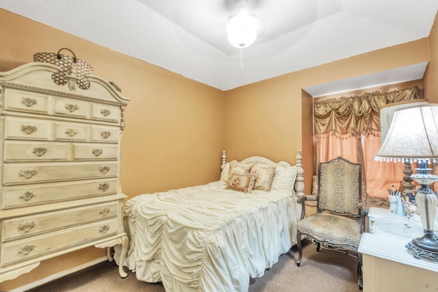 bedroom featuring carpet flooring and ceiling fan