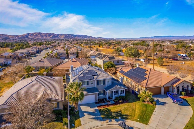 aerial view with a mountain view