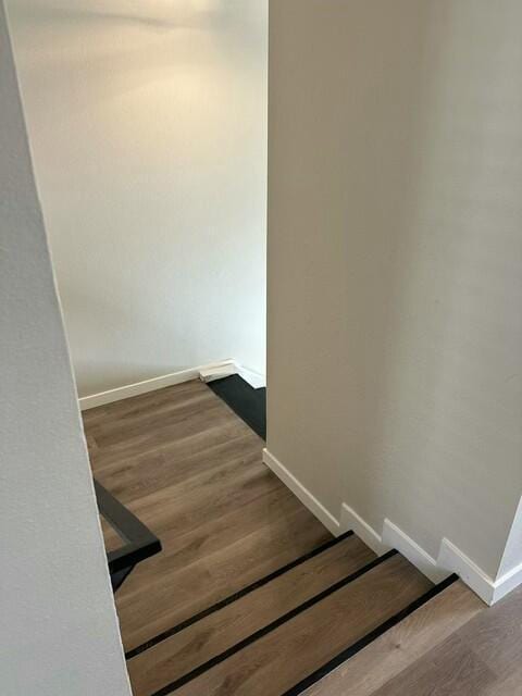 staircase featuring hardwood / wood-style floors