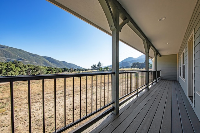 deck with a mountain view