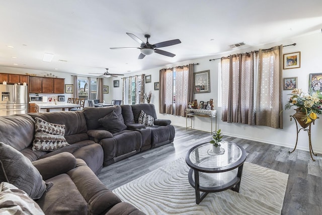 1413 La Quinta Way, Madera, CA 93638 - living area with a ceiling fan, dark wood finished floors, and recessed lighting