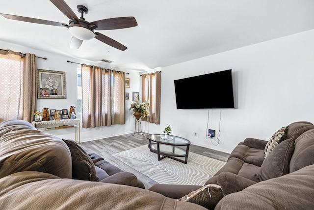 1413 La Quinta Way, Madera, CA 93638 - living area featuring ceiling fan and wood finished floors