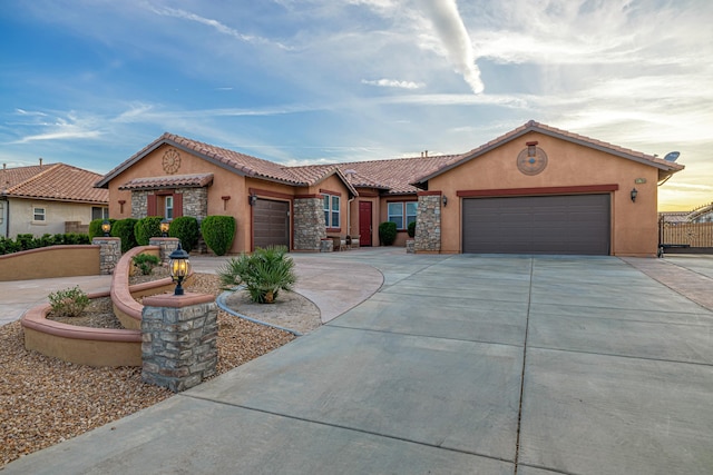 view of front of house with a garage