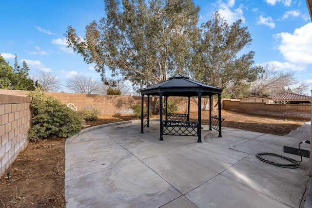 view of patio / terrace featuring a gazebo