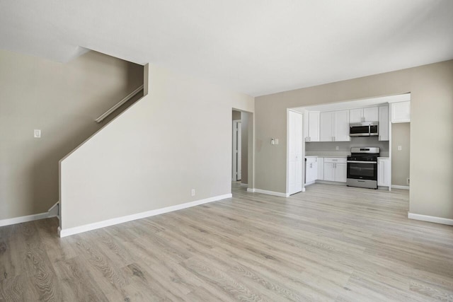 unfurnished living room featuring light hardwood / wood-style flooring