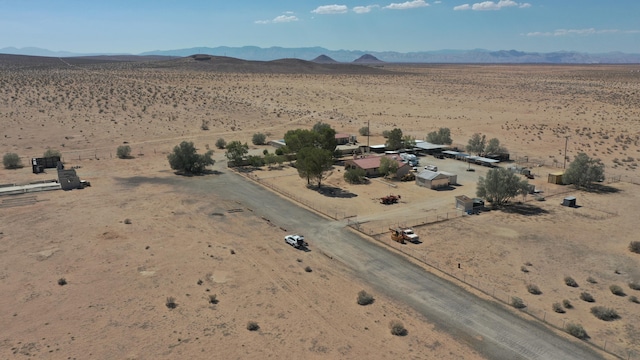 drone / aerial view featuring a mountain view