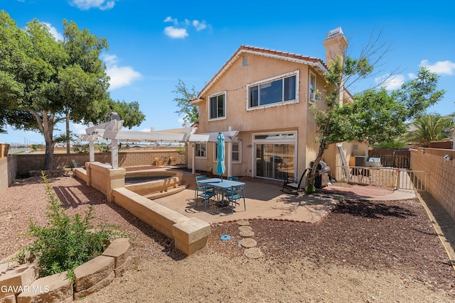 44559 Aspen St, Lancaster, CA 93535 - rear view of property with a fenced backyard, stucco siding, and a chimney