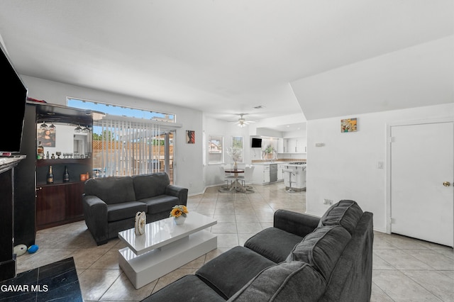44559 Aspen St, Lancaster, CA 93535 - living room with light tile patterned flooring and ceiling fan