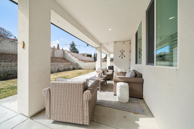 view of patio with an outdoor hangout area