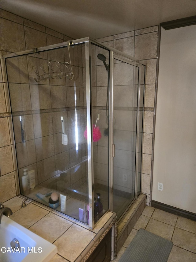 809 Berncastle Rd, Acton, CA 93510 - full bath featuring tile patterned floors and tiled shower