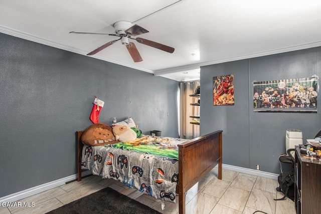 809 Berncastle Rd, Acton, CA 93510 - bedroom featuring crown molding and a ceiling fan