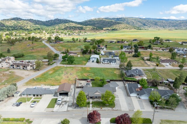 aerial perspective of suburban area with mountains