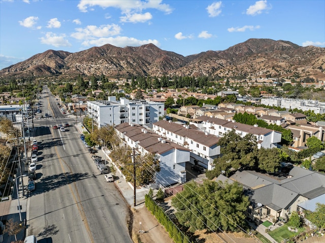 bird's eye view with a mountain view