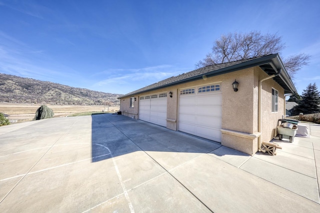 garage with a mountain view