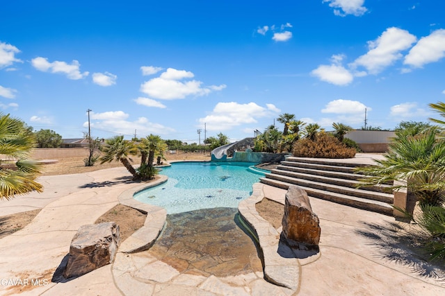 42094 W 21st St, Lancaster, CA 93536 - swimming pool featuring a water slide and a patio