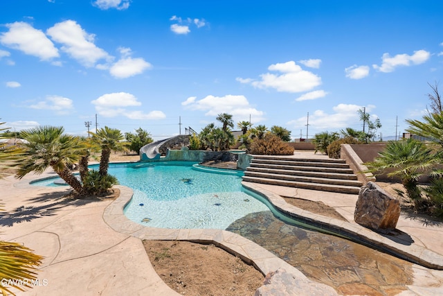 42094 W 21st St, Lancaster, CA 93536 - view of pool with a water slide and a patio