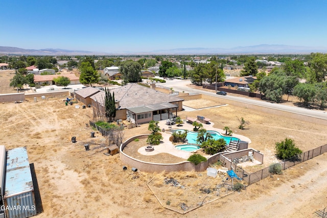 42094 W 21st St, Lancaster, CA 93536 - aerial view of property and surrounding area with a pool and mountains