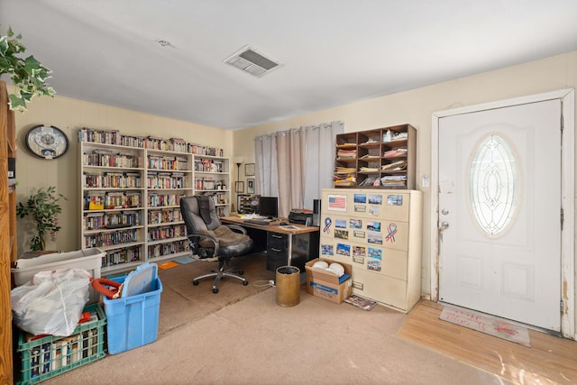 office space with carpet flooring