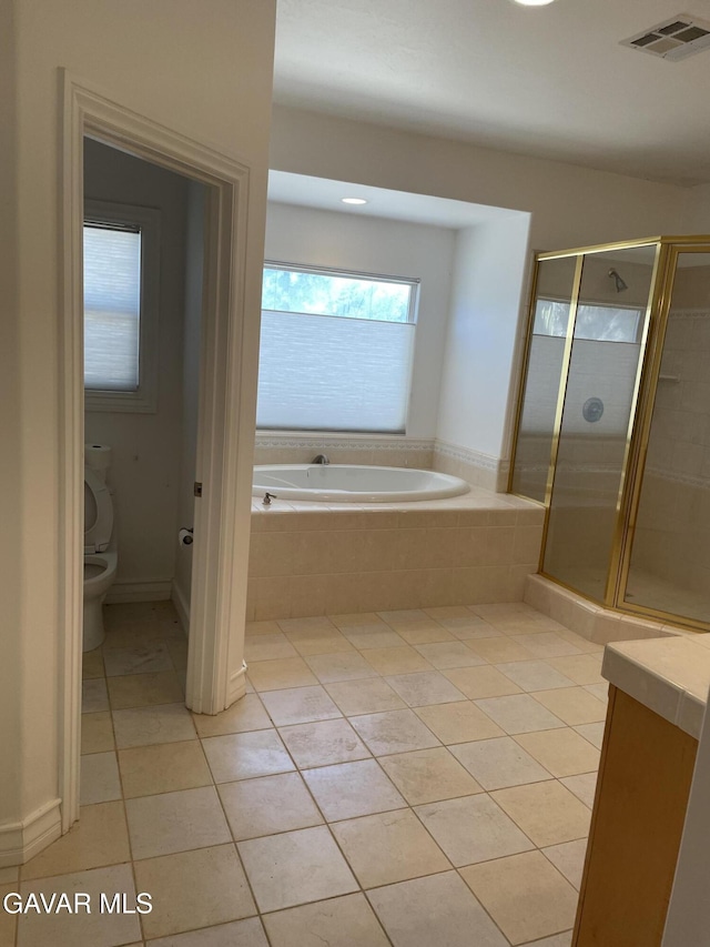 32941 Agua Dulce Canyon Rd, Agua Dulce, CA 91390 - bathroom with tile patterned floors, a bath, a stall shower, and vanity